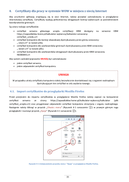 4. Certyfikaty dla pracy w systemie WOW w miejscu z siecią Internet