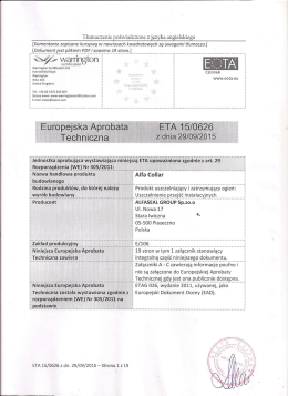 Europejska Aprobata Techniczna ETA-15/0626