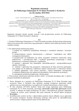 Regulamin rekrutacji do Publicznego Gimnazjum Nr 53 Sióstr