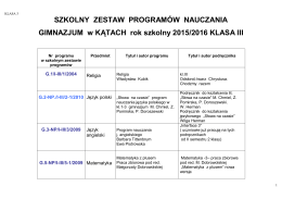gimnazjum klasa 3 - I półrocze 2015/2016