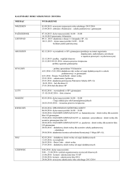 KALENDARZ ROKU SZKOLNEGO 2015/2016 MIESIĄC