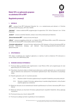 Regulamin promocji Zgłoszenie grupowe na szkolenia CFA w sesji