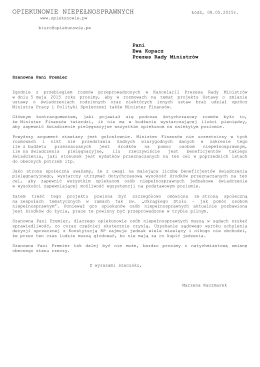 Pismo skierowane do Pani Premier Ewy Kopacz w dniu 08-05