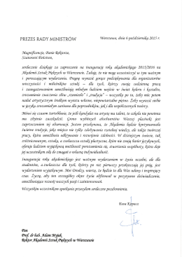 list od Pani Premier Ewy Kopacz
