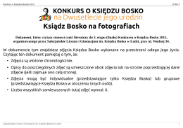 Fotografie Księdza Bosko wraz z opisami.