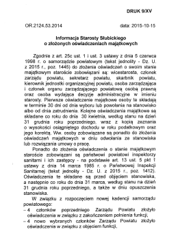 Informacja Starosty oraz Przewodniczącej Rady Powiatu