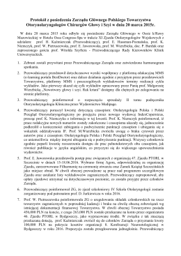 Protokół z posiedzenia ZG PTORL ChGiSz, Ossa, 20.03.2015 r.