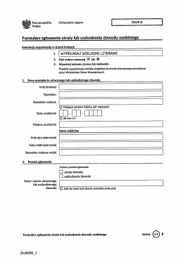 Formularz zgłoszenia utraty lub uszkodzenia dowodu osobisteﬁglo