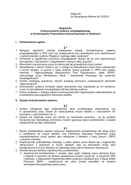 Załącznik do Zarządzenia Rektora Nr 33/2015 Regulamin