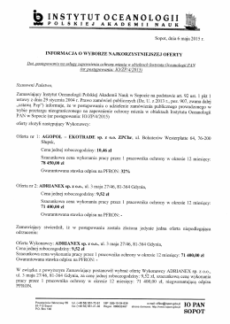 Informacja o wyborze najkorzystniejszej oferty