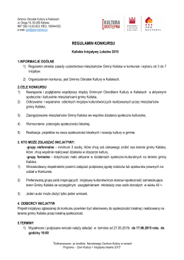 Regulamin konkursu Kaliskie inicjatywy lokalne 27.05.2015