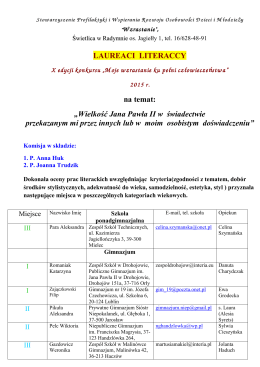 "Wzrastanie", LAUREACI LITERACCY X edycji konkursu X edycji