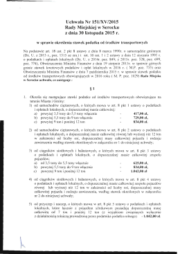 Uchwała Nr 151/XV/2015 w sprawie określenia stawek podatku od