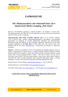 ZAPROSZENIE - Spolek majitelů FIAT 126 Pardubice