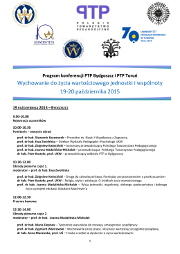 Program konferencji - Instytut Pedagogiki UMK w Toruniu