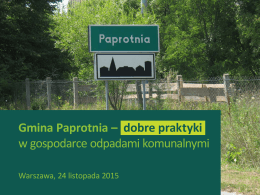 Gmina Paprotnia – dobre praktyki w gospodarce odpadami