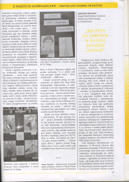 Z NASZYCH DOŚWIADCZEŃ - PRZYKŁADY DOBRE] PRAKTYKI