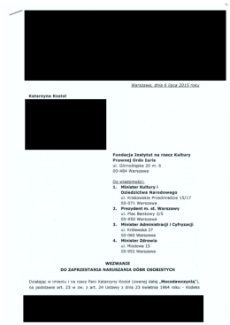Wezwanie do zaprzestania naruszania d&oacute;br osobistych