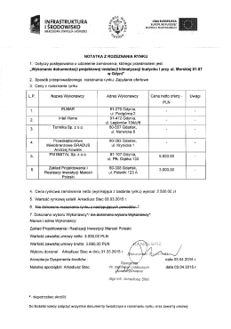NOTATKA Z ROZEZNANIA RYNKU i. Dotyczy postępowania o