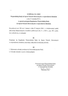 UCHWAŁA Nr 1/2015 Wojewódzkiej Rady do Spraw Potrzeb