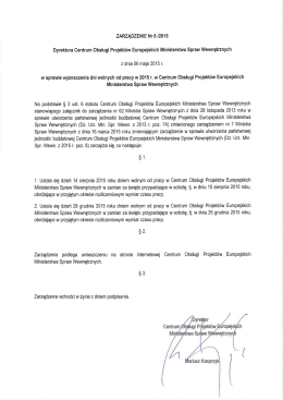 ZARZĄDZENIE Nr 8 /2015 Dyrektora Centrum Obsługi