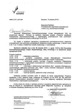 Zaproszenie na spotkanie - Wydział Współpracy Społecznej