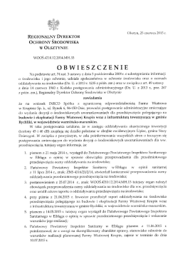 Obwieszczenie Regionalnego Dyrektora Ochrony Środowiska w