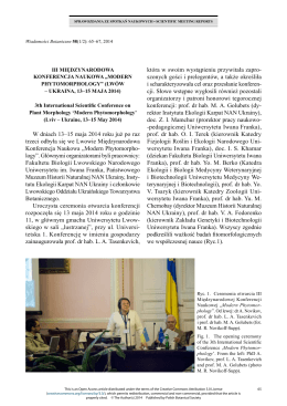 „Modern Phytomorphology” (Lwów – Ukraina, 13–15 maja 2014)