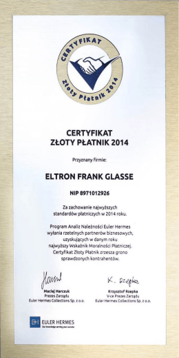 _ "-1 CERTYFIKAT z: ZŁOTY PŁATNIK 2014