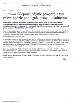 Budowa sklep&oacute;w jedynie powyżej 2 tys. mkw. będzie podlegała