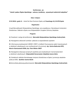 Program konferencji - Samorząd Województwa Opolskiego