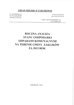 roczna analiza stanu gospodarki odpadami komunalnymi