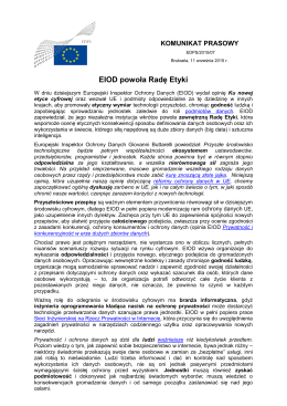EIOD powoła Radę Etyki