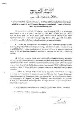 RADY POWIATU ŁOWlCKlEGO z dnia v.