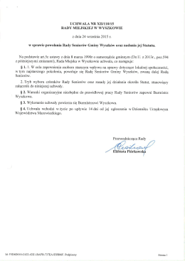 UCHWAŁA NR XII/110/15 RADY MIEJSKIEJ W WYSZKOWIE