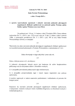 Uchwała Nr VIII/51/2015 Rady Powiatu Wolsztyńskiego z dnia 19