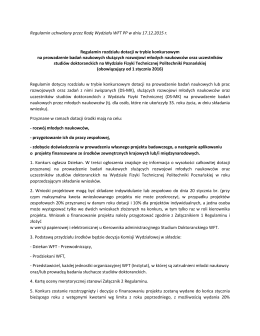 Regulamin uchwalony przez Radę Wydziału WFT PP w dniu 17.12