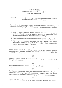 Uchwała Nr SS/ŻÜiS/Vi Krajowej Rady Lekarskoéweterynaryjnej z