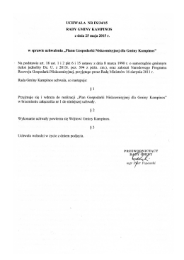 UCHWAŁA NR IXI34115 RADY GMINY KAMPINOS z dnia 25 maja