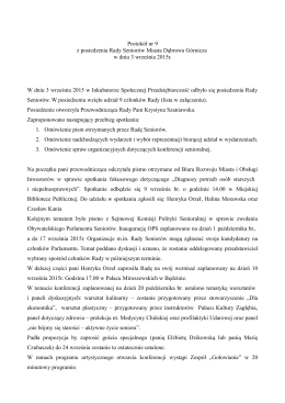 Protokół nr 9 z posiedzenia Rady Seniorów Miasta Dąbrowa