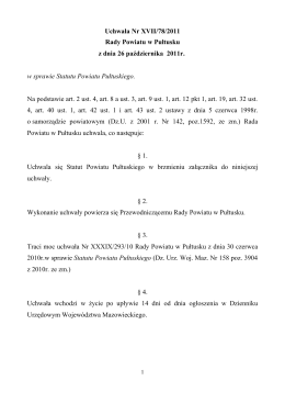 Uchwała Nr XVII/78/2011 Rady Powiatu w Pułtusku