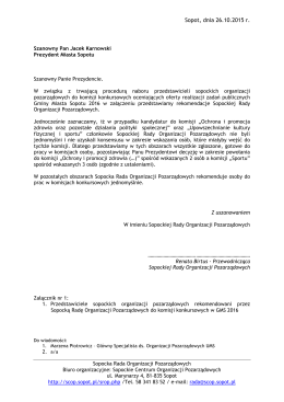 1. Rekomendacja Sopockiej Rady Organizacji Pozarządowych