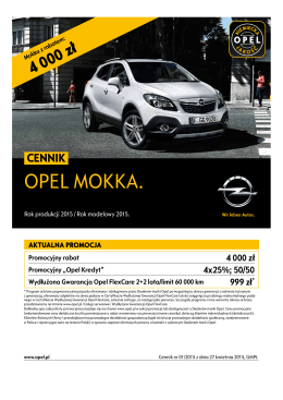 Opel Mokka - cennik rok modelowy 2015