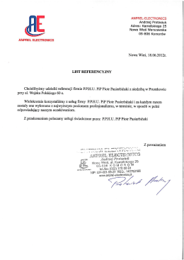 ANPREL-ELECTRONICS Andrzej Protasiuk Adres: Kamelskiego 25