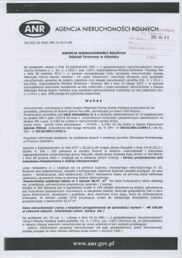 Wykaz nieruchomości wchodzącej w skład Zasobu Własności