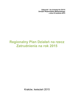 Regionalny Plan Działań na rzecz Zatrudnienia na rok 2015