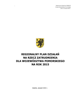 Regionalny Plan Działań na rzecz Zatrudnienia dla województwa