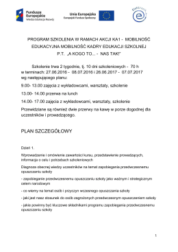 Program szkolenia - Gimnazjum 15 w Sosnowcu