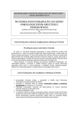 wczesna fizjoterapia po leczeniu onkologicznym gruczołu piersiowego
