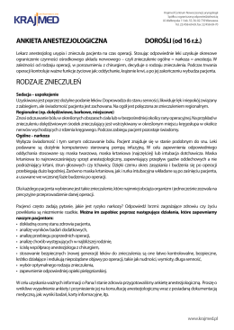 Ankieta anestezjologiczna dla dorosłych